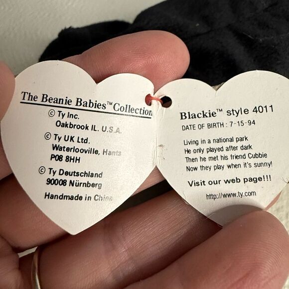 RARE Ty Beanie Baby "Blackie" The Bear Plush Toy Retired 1993 - Picture 6 of 7